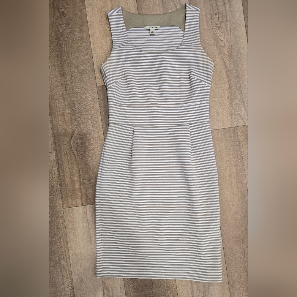 Banana Republic Beige & White Striped Dress